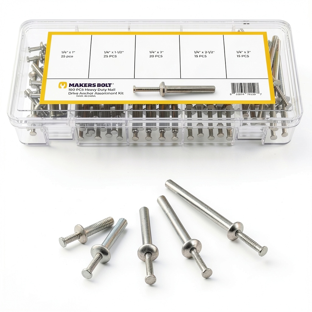 Makers Bolt concrete anchors in use on a brick wall