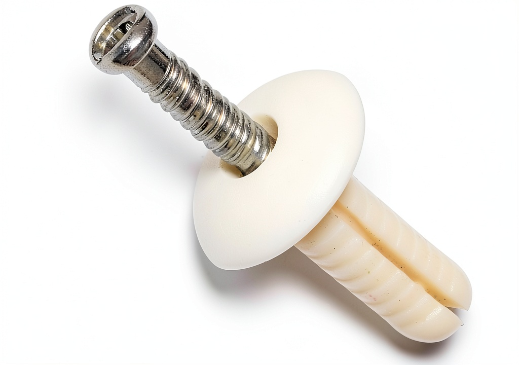 Hard-to-Find Fastener nylon drive anchors in white with mushroom head design